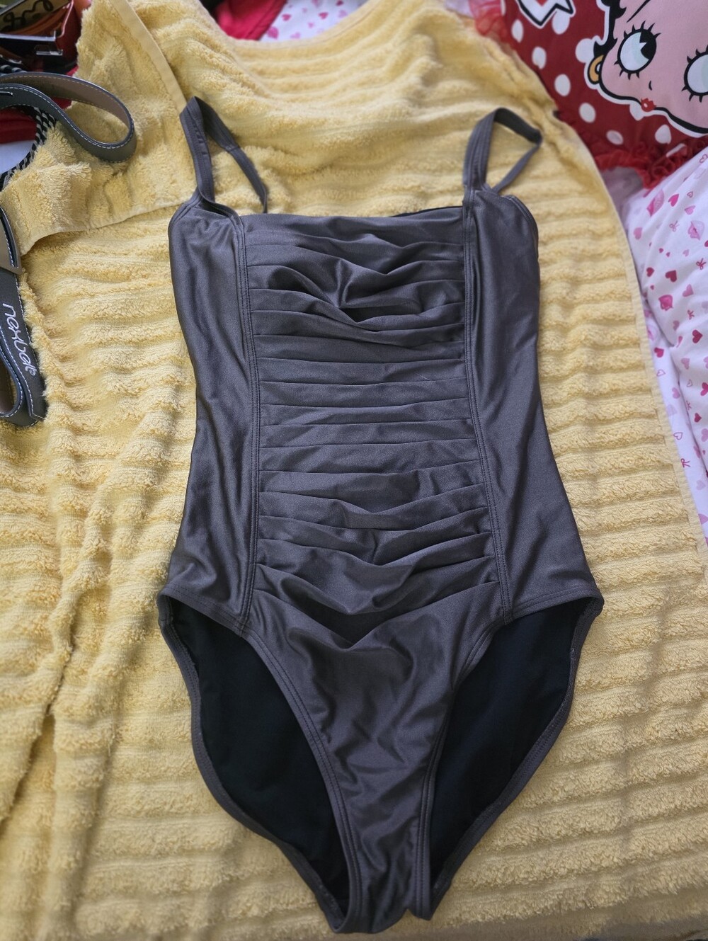 Calvin Klein Gray Ruched One-Piece Bodysuit